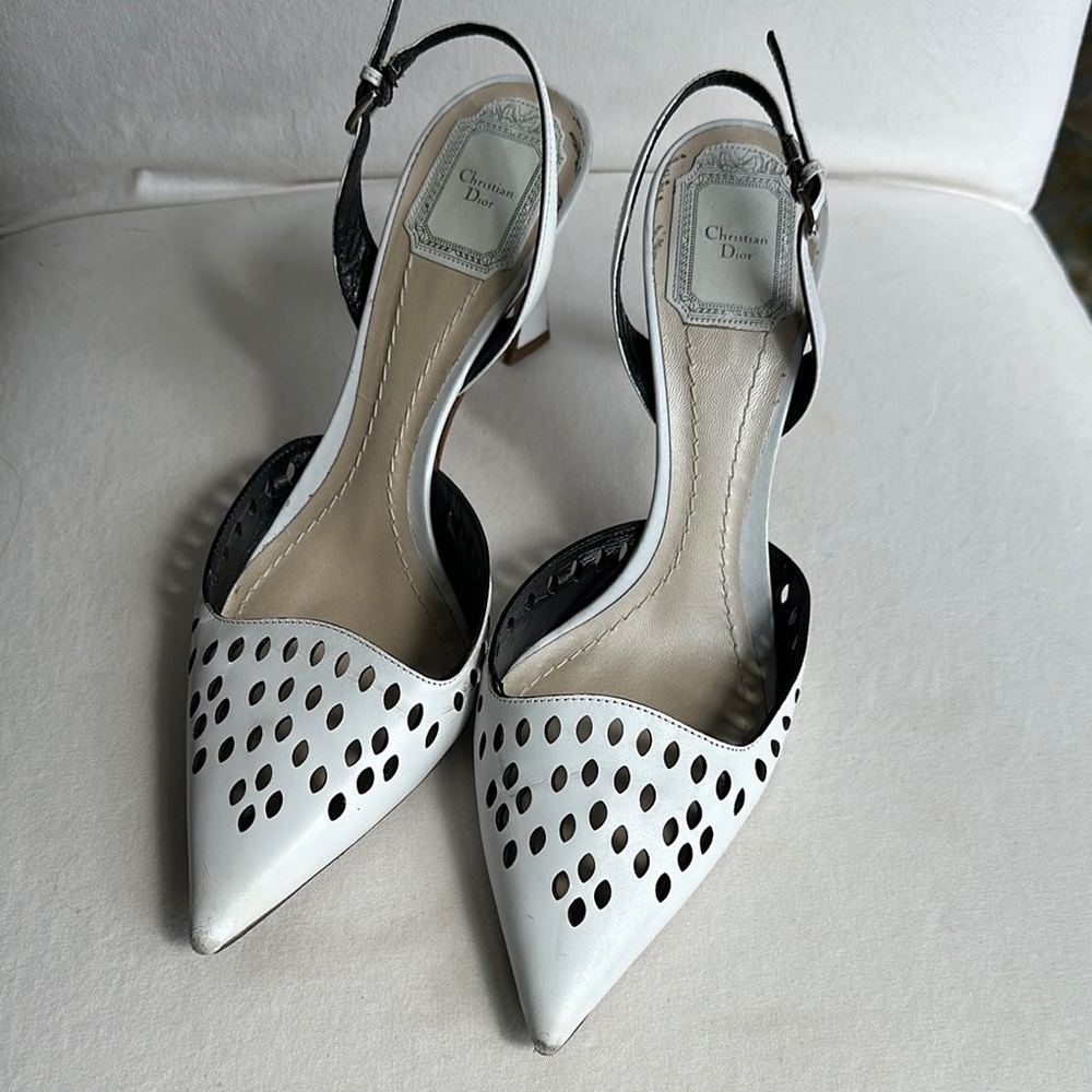 Dior Black and White Cutout Heels